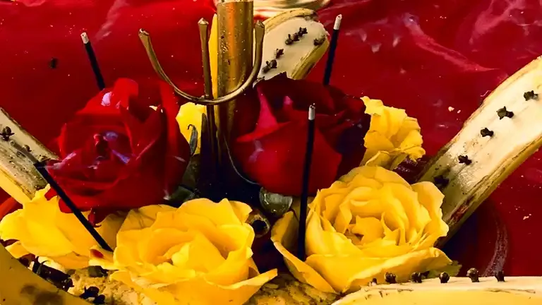 Rosas vermelhas e amarelas em oferenda a Pombagira
